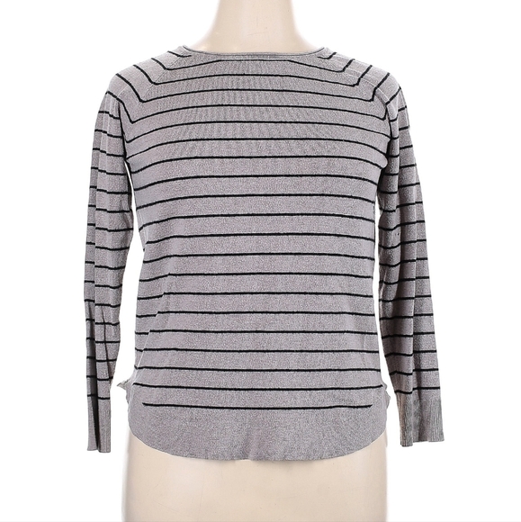 Pink Clover Women's Grey and Black Striped Crew Neck Sweater - XL - Picture 1 of 4